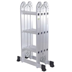 Practical 12-Step Joints Aluminum Folding Ladder Silver