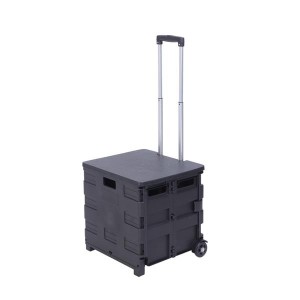 2 Wheels Rolling Utility Cart, Heavy Duty Light Weight 80LB Load Capacity Collapsible Handcart with Black Lid