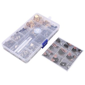 100 Sets Metal Snap Fasteners Kit Snap Buttons Press Studs with Fixing Tools for Leather, Coat